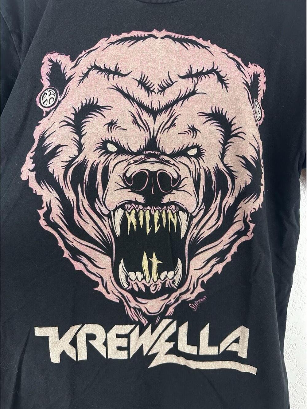 Krewella Graphic T-Shirt Black Pink Bear Band Tee Men’s Medium EDM Music - Picture 3 of 6